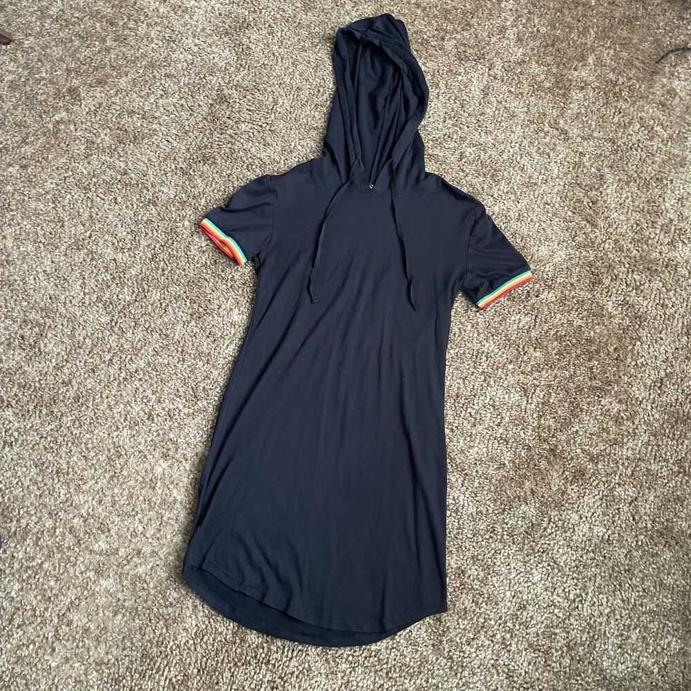 Rue 21 Hoodie Dress Women's S Black Skater Punk Grunge Whimsigoth Emo Rocker